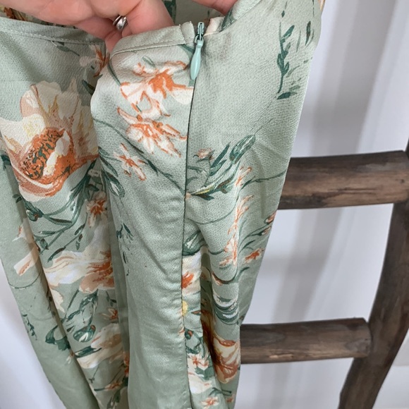 Mint Green Satin Floral Print Cami Dress Draped Collar Strap / SHEIN - Picture 10 of 10